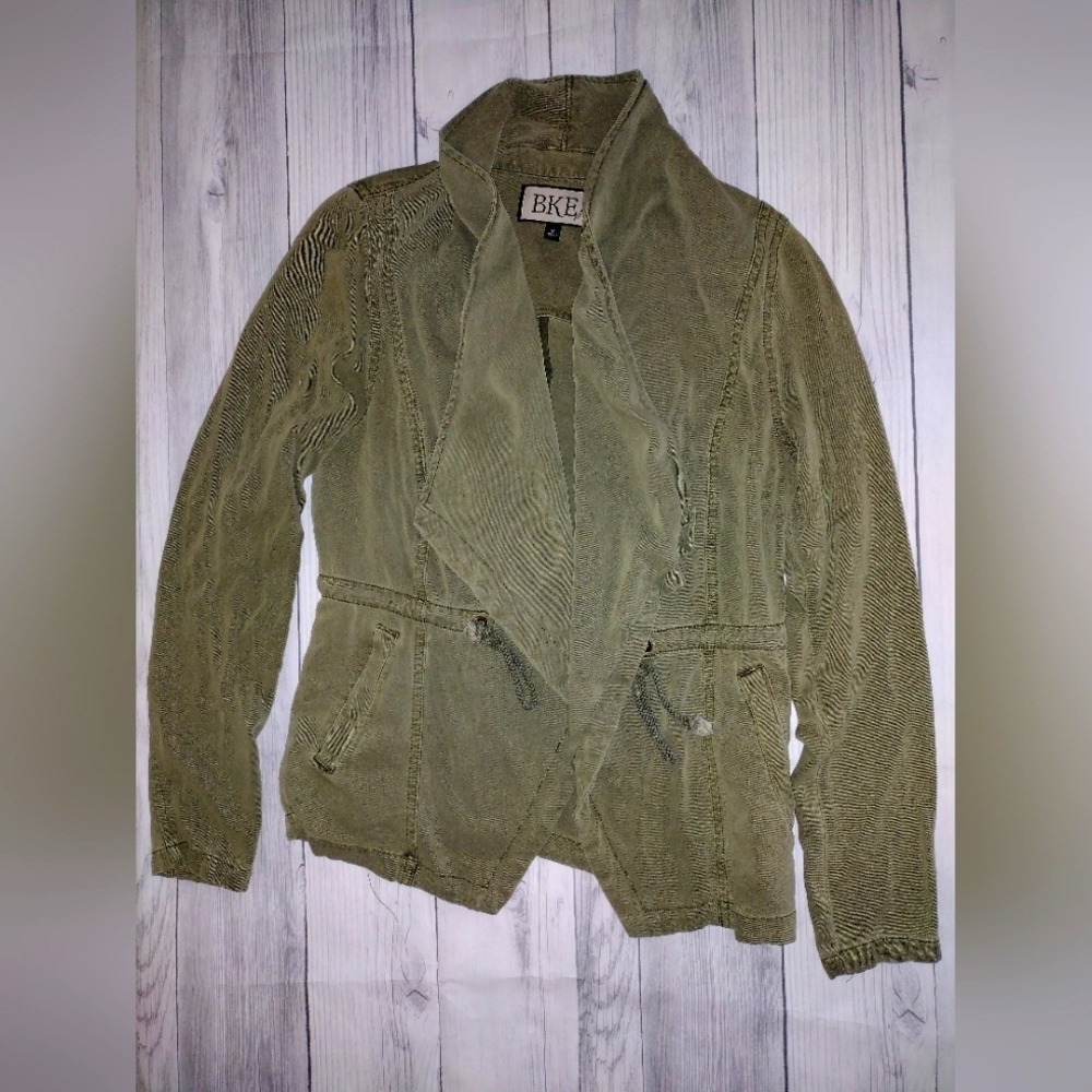 BKE Womens Olive Green Drape Front Utility Jacket Size S